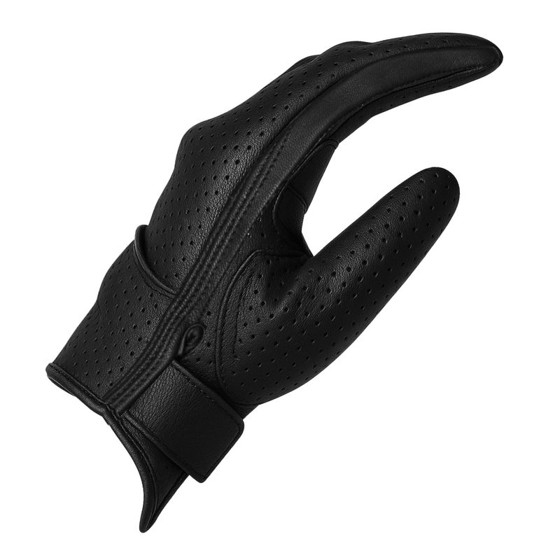 Jackets 4 Bikes Motorcycle Gloves - Premium Perforated Leather for Men Women, Touch Screen, Non-Slip Motorbike Cruiser Street Black M - Image 5